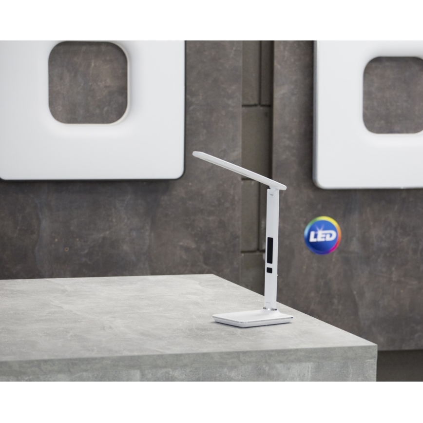 Επιτραπέζια λάμπα LED με οθόνη LED/9W/230V λευκό