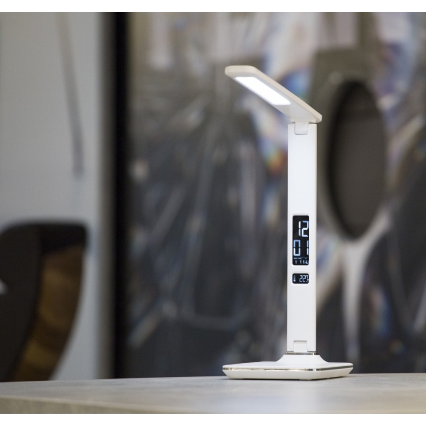 Επιτραπέζια λάμπα LED με οθόνη LED/9W/230V λευκό