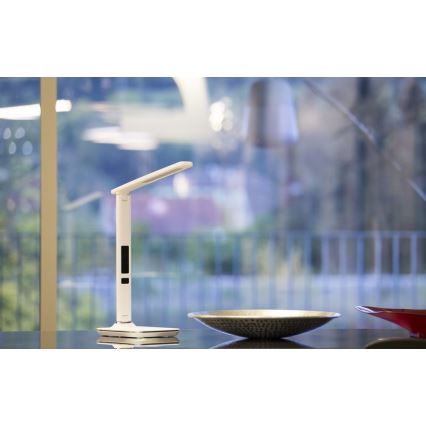 Επιτραπέζια λάμπα LED με οθόνη LED/9W/230V λευκό
