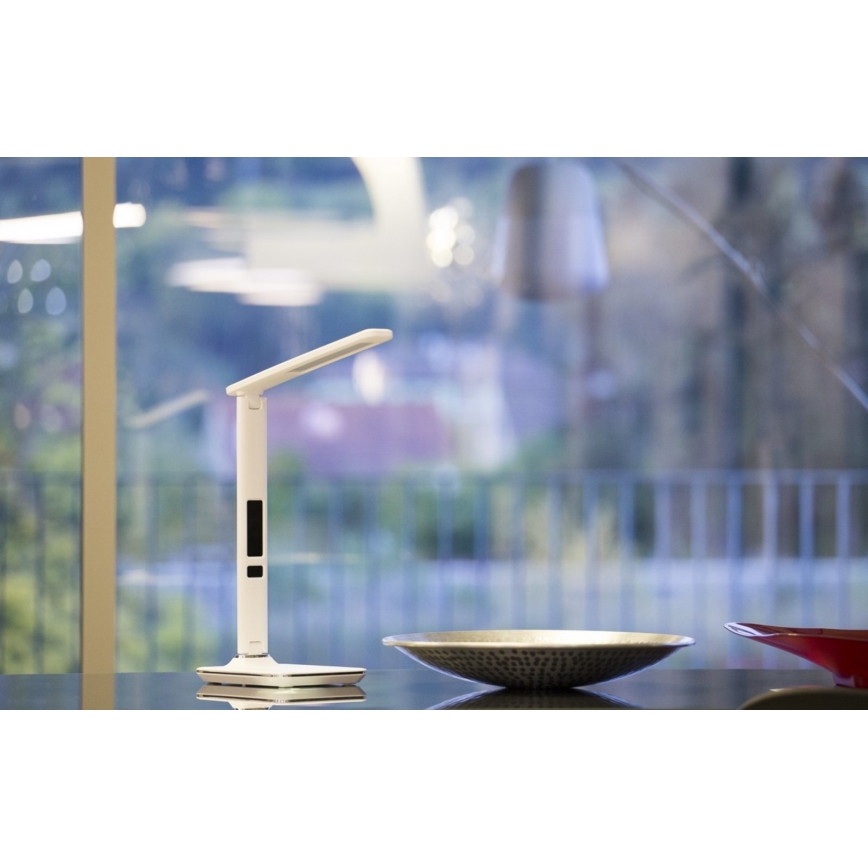 Επιτραπέζια λάμπα LED με οθόνη LED/9W/230V λευκό