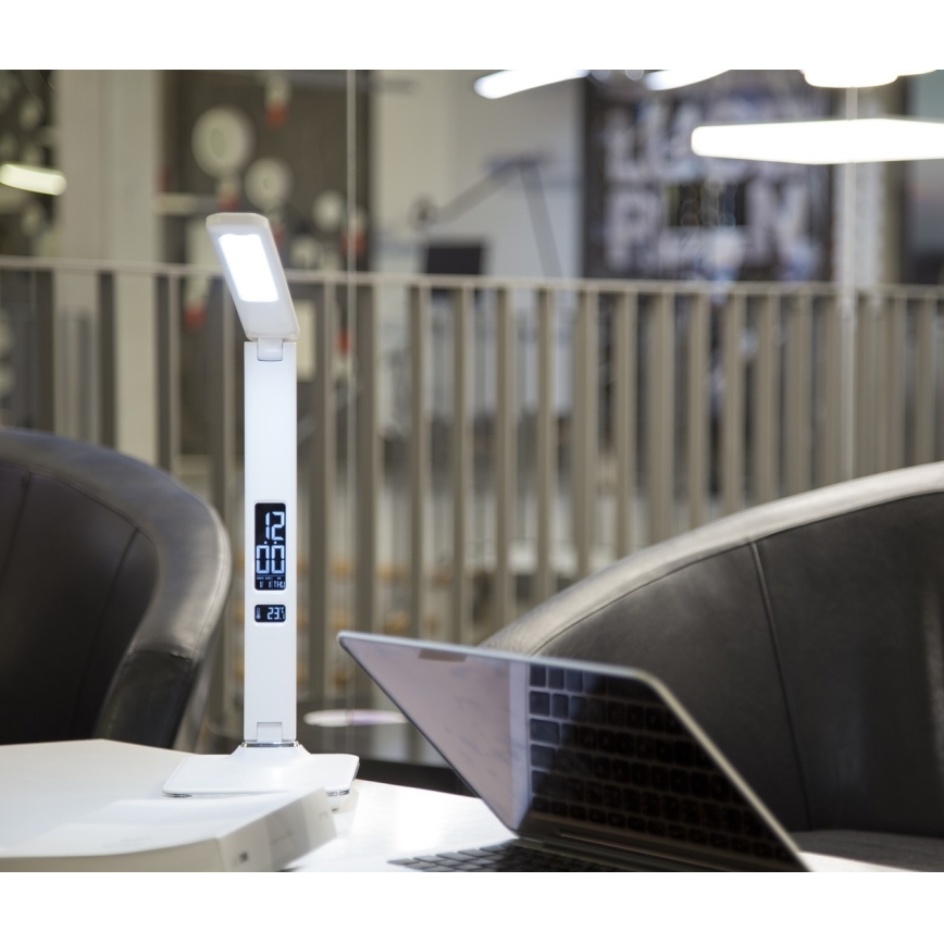 Επιτραπέζια λάμπα LED με οθόνη LED/9W/230V λευκό