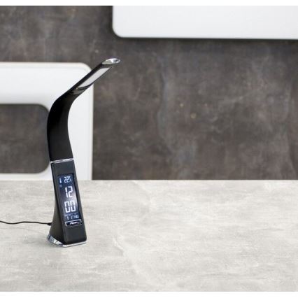 LED Eπιτραπέζια λάμπα dimmer με οθόνη LEATHER LED/7W/230V μαύρο