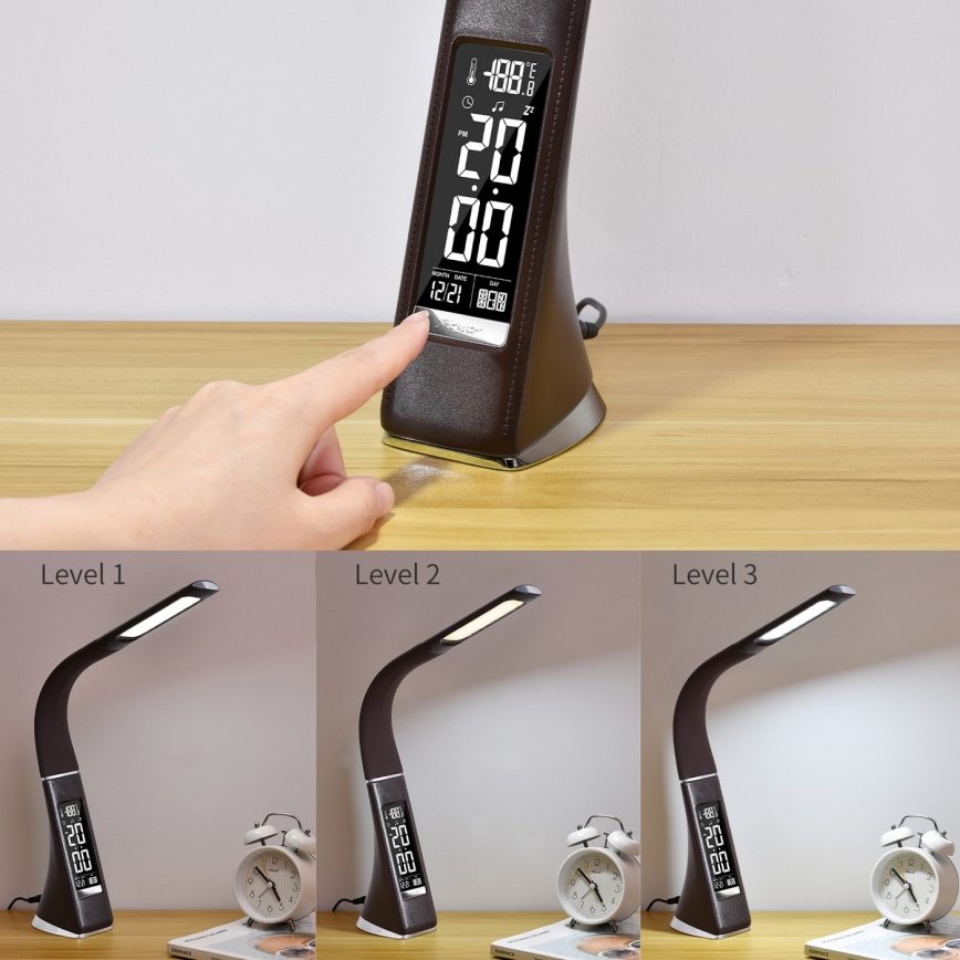 LED Eπιτραπέζια λάμπα dimmer με οθόνη LEATHER LED/7W/230V