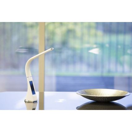 LED Eπιτραπέζια λάμπα dimmer με οθόνη LEATHER LED/7W/230V λευκό