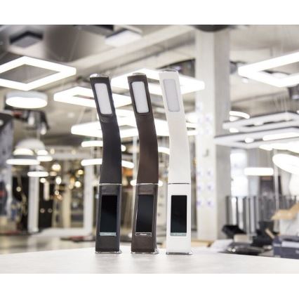 LED Eπιτραπέζια λάμπα dimmer με οθόνη LEATHER LED/7W/230V λευκό