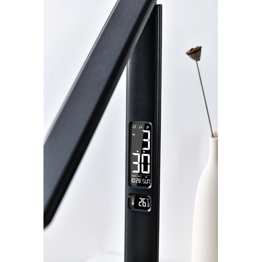 Επιτραπέζιο φωτιστικό LED ντιμαριζόμενο με ασύρματη φόρτιση QI και USB KINGFISHER LED/8,5W/230V μαύρο