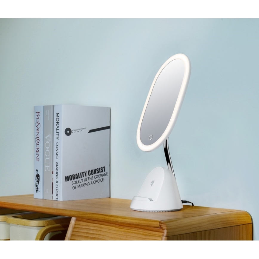 LED Ρυθμιζόμενο καλλυντικό καθρέφτη με ασύρματη φόρτιση LED/18W/230V
