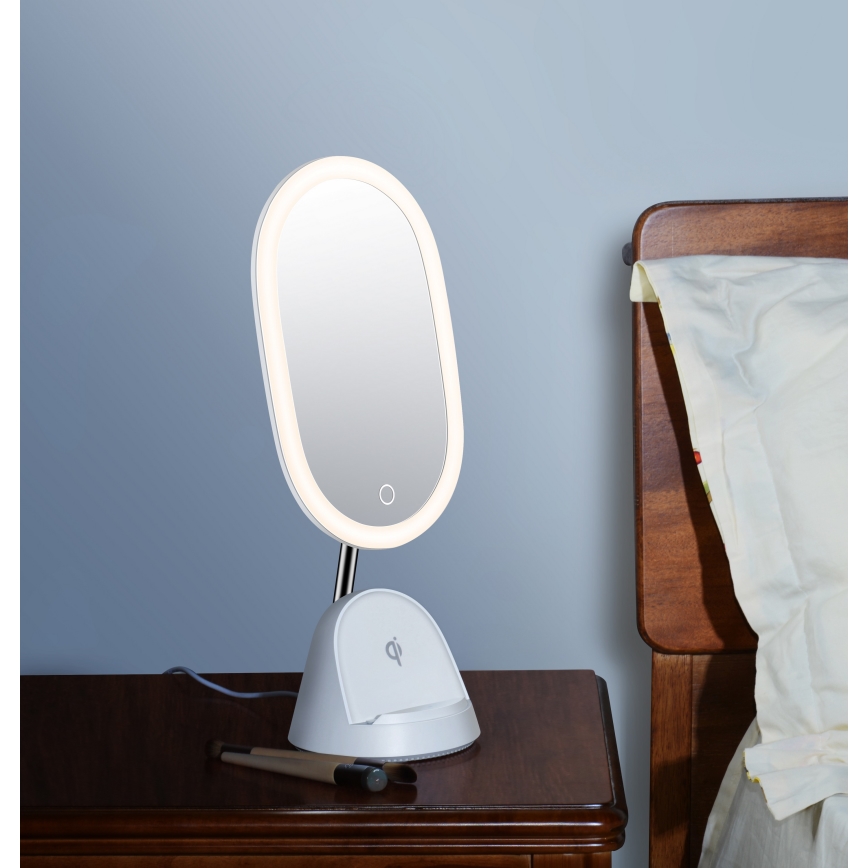 LED Ρυθμιζόμενο καλλυντικό καθρέφτη με ασύρματη φόρτιση LED/18W/230V