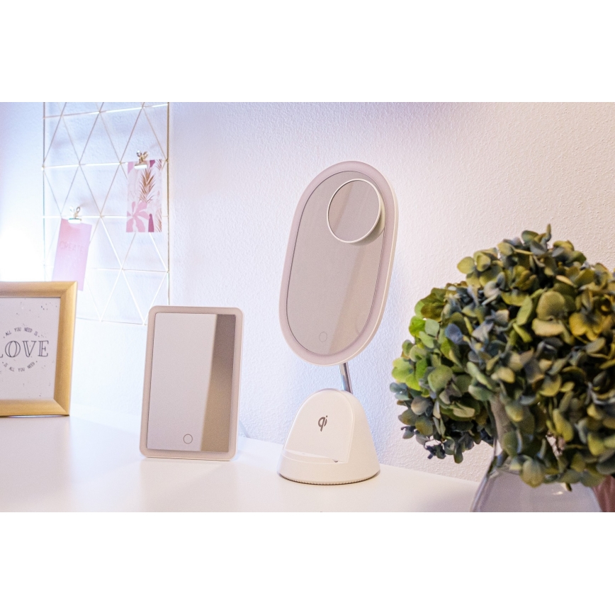 LED Ρυθμιζόμενο καλλυντικό καθρέφτη με ασύρματη φόρτιση LED/18W/230V