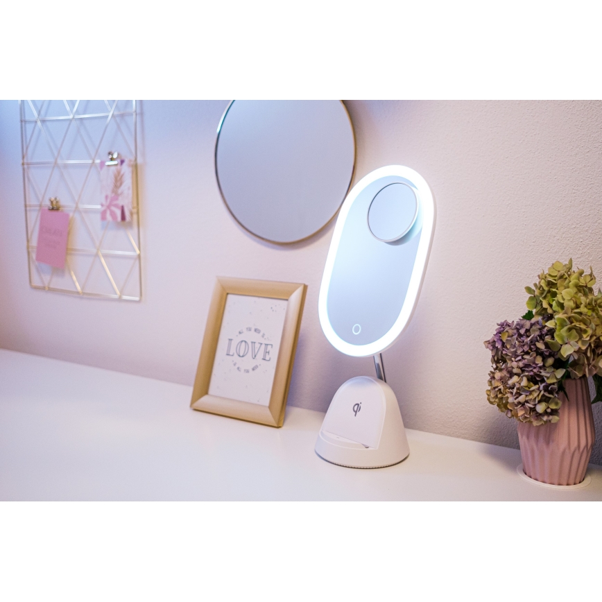 Καθρέπτης μακιγιάζ LED Dimmable με ασύρματη φόρτιση LED/18W/230/12V