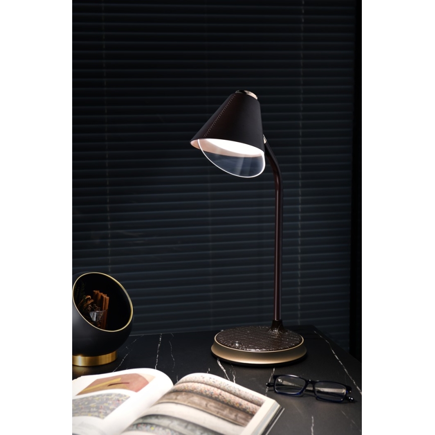 Επιτραπέζιο φωτιστικό LED Dimmable με ασύρματη φόρτιση FINCH LED/9W/12/230V γκρι/γυαλιστερό χρώμιο