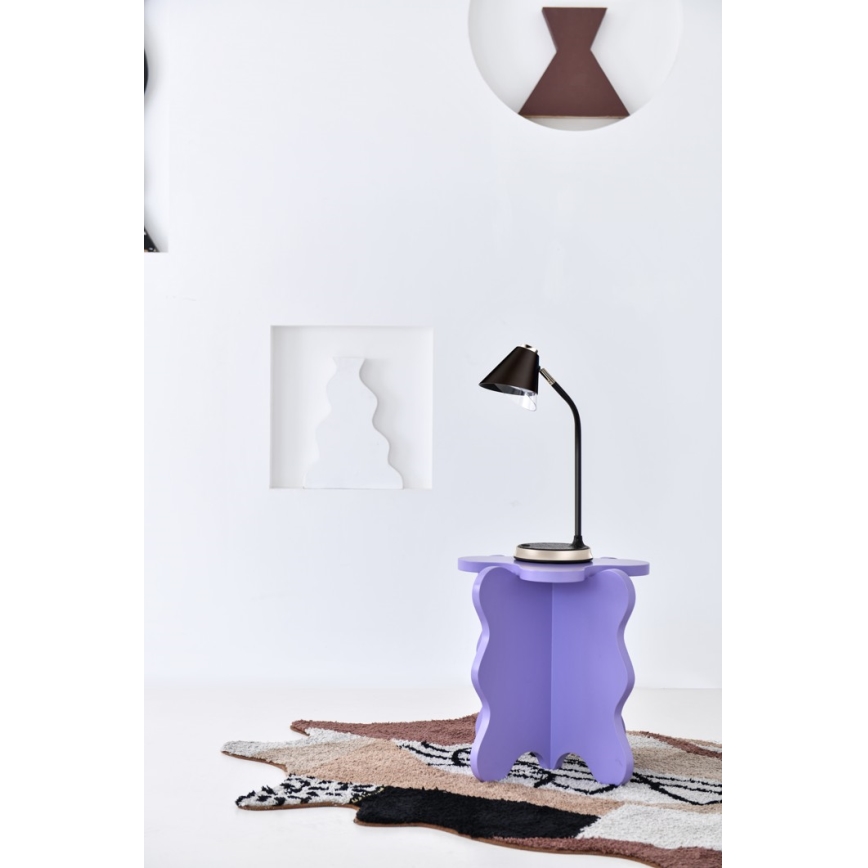 Επιτραπέζιο φωτιστικό LED Dimmable με ασύρματη φόρτιση FINCH LED/9W/12/230V γκρι/γυαλιστερό χρώμιο
