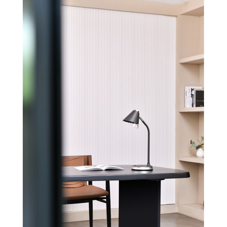 Επιτραπέζιο φωτιστικό LED Dimmable με ασύρματη φόρτιση FINCH LED/9W/12/230V γκρι/γυαλιστερό χρώμιο
