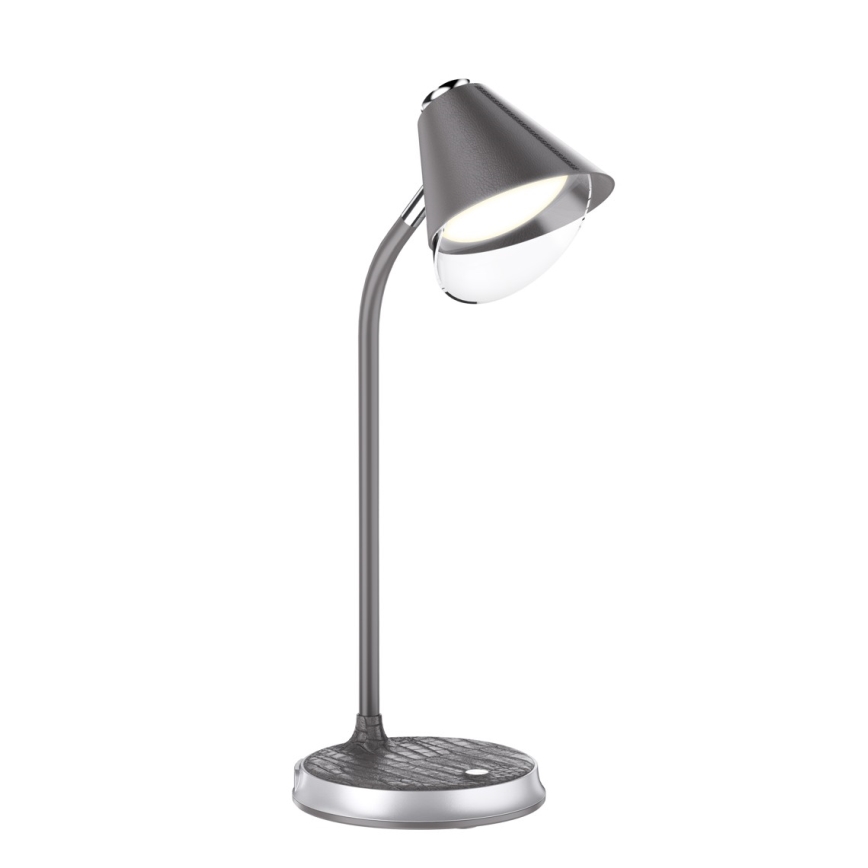 Επιτραπέζιο φωτιστικό LED Dimmable με ασύρματη φόρτιση FINCH LED/9W/12/230V γκρι/γυαλιστερό χρώμιο
