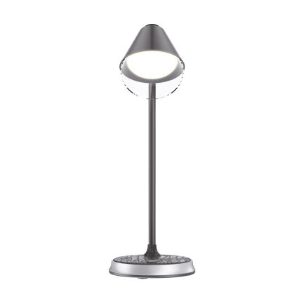 Επιτραπέζιο φωτιστικό LED Dimmable με ασύρματη φόρτιση FINCH LED/9W/12/230V γκρι/γυαλιστερό χρώμιο