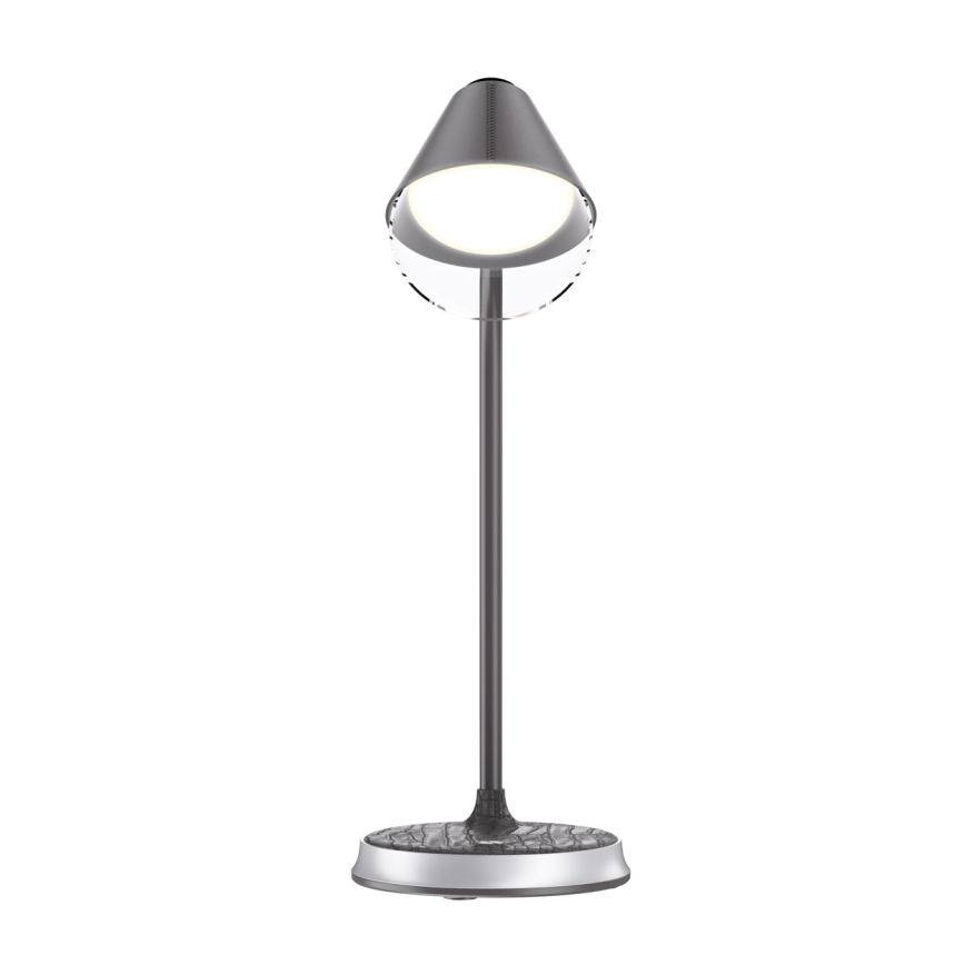 Επιτραπέζιο φωτιστικό LED Dimmable με ασύρματη φόρτιση FINCH LED/9W/12/230V γκρι/γυαλιστερό χρώμιο