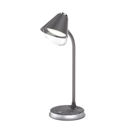 Επιτραπέζιο φωτιστικό LED Dimmable με ασύρματη φόρτιση FINCH LED/9W/12/230V γκρι/γυαλιστερό χρώμιο