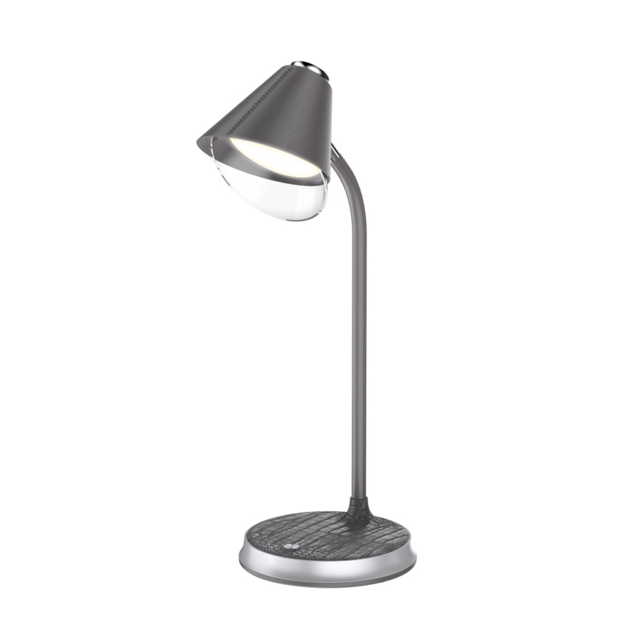 Επιτραπέζιο φωτιστικό LED Dimmable με ασύρματη φόρτιση FINCH LED/9W/12/230V γκρι/γυαλιστερό χρώμιο