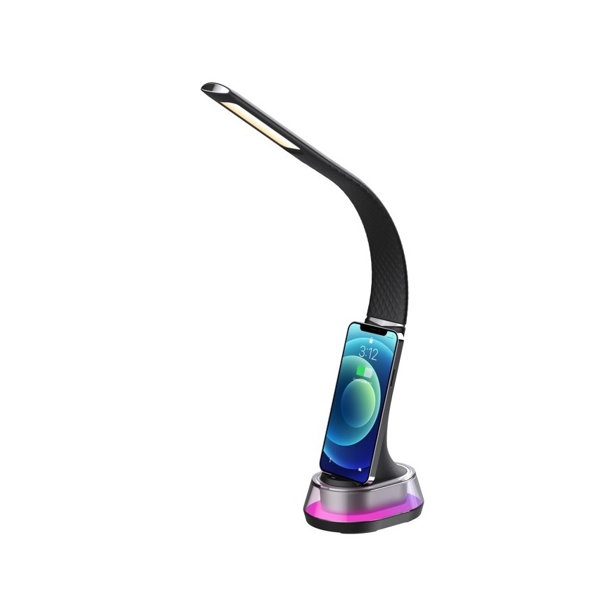 LED RGB Eπιτραπέζια λάμπα dimming με ασύρματη φόρτιση CORELLA LED/7W/12/230V μαύρο