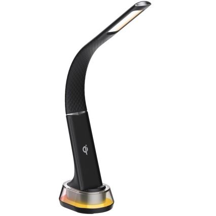 LED RGB Ρυθμιζόμενο επιτραπέζιο φωτιστικό με ασύρματη φόρτιση CORELLA LED/7W/12/230V μαύρο