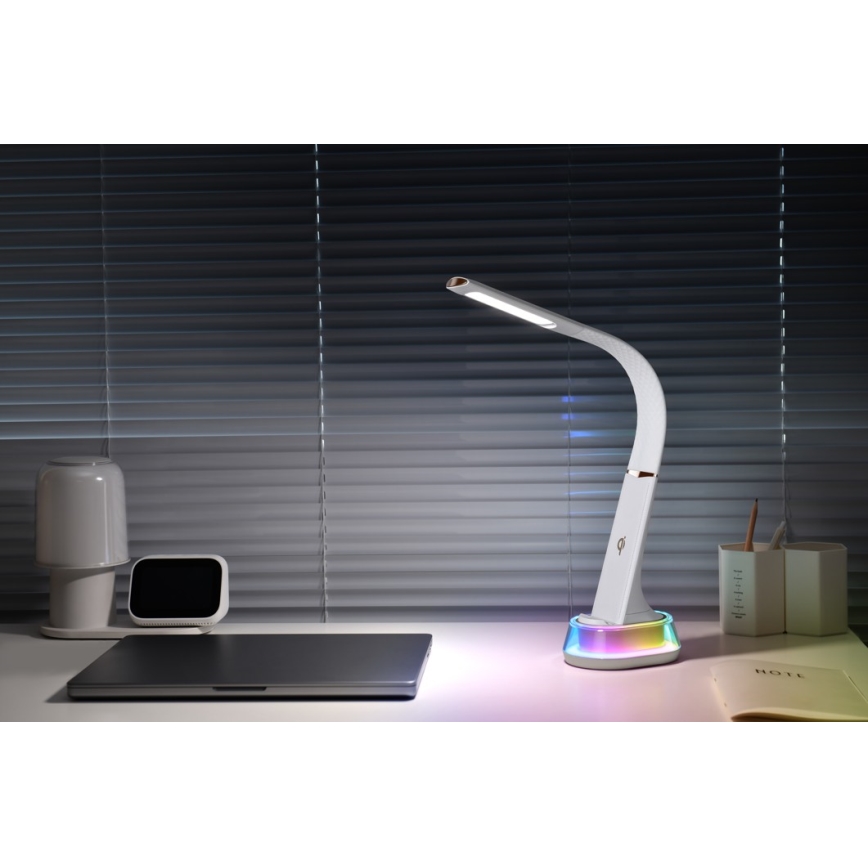LED RGB Eπιτραπέζια λάμπα dimming με ασύρματη φόρτιση CORELLA LED/7W/12/230V λευκό