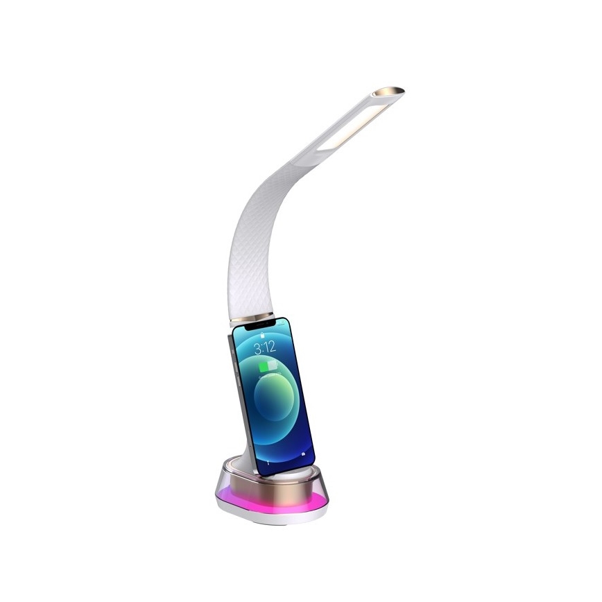 LED RGB Eπιτραπέζια λάμπα dimming με ασύρματη φόρτιση CORELLA LED/7W/12/230V λευκό
