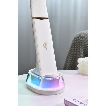 LED RGB Ρυθμιζόμενο επιτραπέζιο φωτιστικό με ασύρματη φόρτιση CORELLA LED/7W/12/230V λευκό