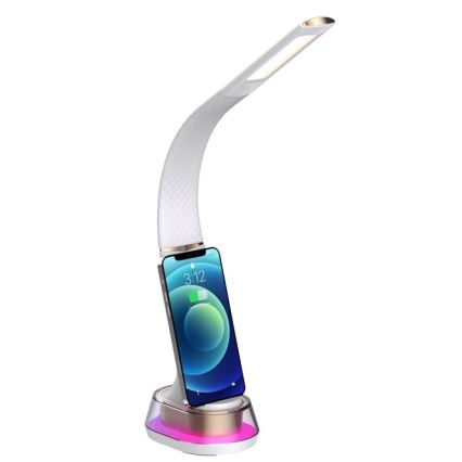 LED RGB Ρυθμιζόμενο επιτραπέζιο φωτιστικό με ασύρματη φόρτιση CORELLA LED/7W/12/230V λευκό