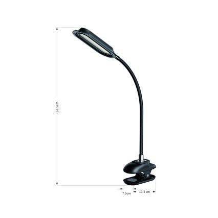 Επιτραπέζιο ρυθμιζόμενο φωτιστικό LED+CCT με κλιπ CLIP LED/7,5W/230V 3000/4200/5000K μαύρο