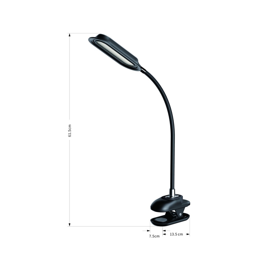Επιτραπέζιο ρυθμιζόμενο φωτιστικό LED+CCT με κλιπ CLIP LED/7,5W/230V 3000/4200/5000K μαύρο