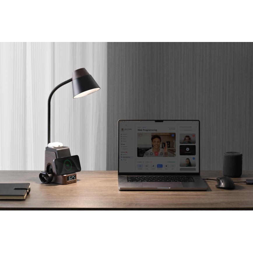 Ρυθμιζόμενο επιτραπέζιο φωτιστικό LED+CCT με ασύρματη φόρτιση QI IDEAL LED/8W/230V 2700/4000/5000K καφέ