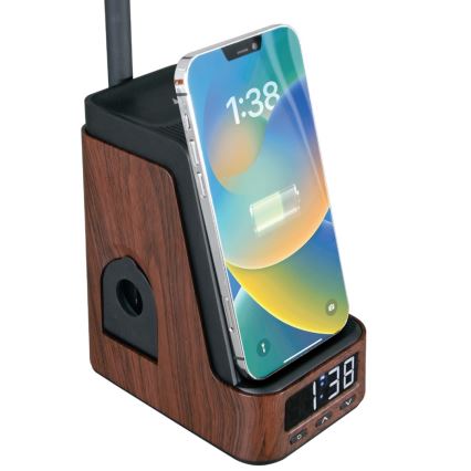 Ρυθμιζόμενο επιτραπέζιο φωτιστικό LED+CCT με ασύρματη φόρτιση QI IDEAL LED/8W/230V 2700/4000/5000K καφέ