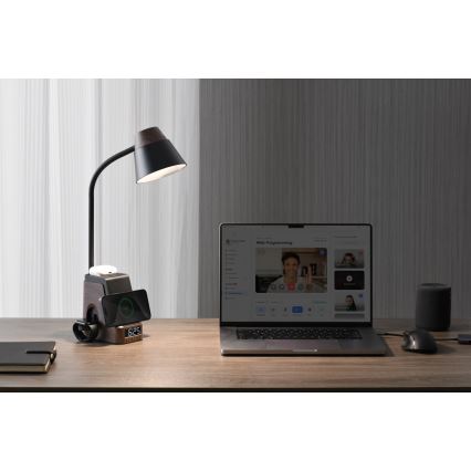 Ρυθμιζόμενο επιτραπέζιο φωτιστικό LED+CCT με ασύρματη φόρτιση QI IDEAL LED/8W/230V 2700/4000/5000K καφέ