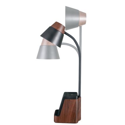 Ρυθμιζόμενο επιτραπέζιο φωτιστικό LED+CCT με ασύρματη φόρτιση QI IDEAL LED/8W/230V 2700/4000/5000K καφέ