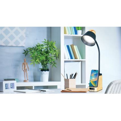 LED+CCT Ρυθμιζόμενο επιτραπέζιο φωτιστικό με ασύρματη φόρτιση QI IDEAL LED/8W/230V 2700/4000/5000K μπεζ