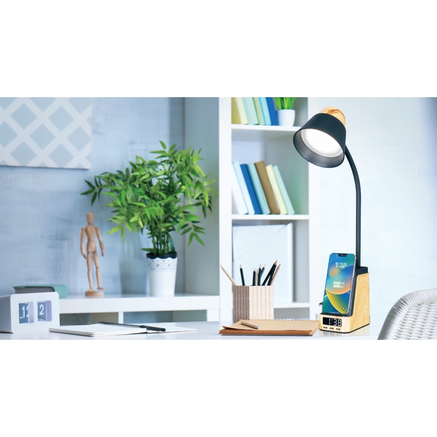 LED+CCT Ρυθμιζόμενο επιτραπέζιο φωτιστικό με ασύρματη φόρτιση QI IDEAL LED/8W/230V 2700/4000/5000K μπεζ