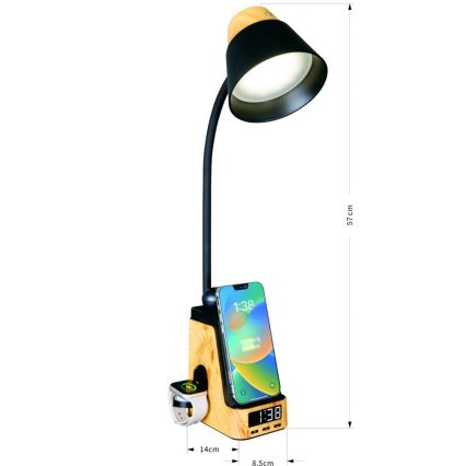 LED+CCT Ρυθμιζόμενο επιτραπέζιο φωτιστικό με ασύρματη φόρτιση QI IDEAL LED/8W/230V 2700/4000/5000K μπεζ