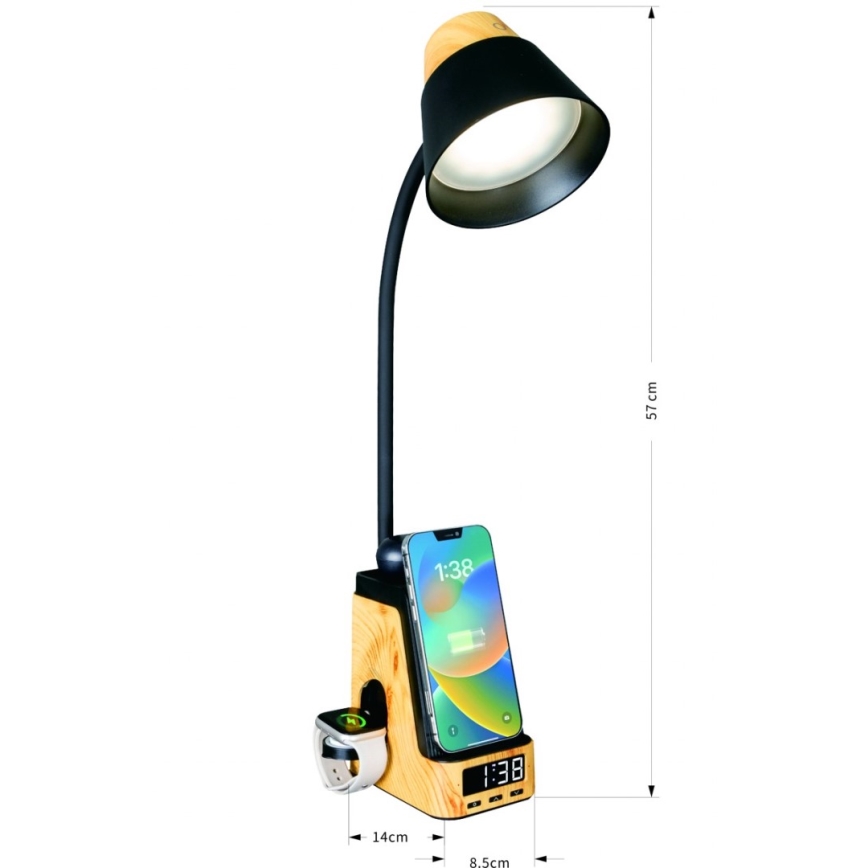 LED+CCT Ρυθμιζόμενο επιτραπέζιο φωτιστικό με ασύρματη φόρτιση QI IDEAL LED/8W/230V 2700/4000/5000K μπεζ