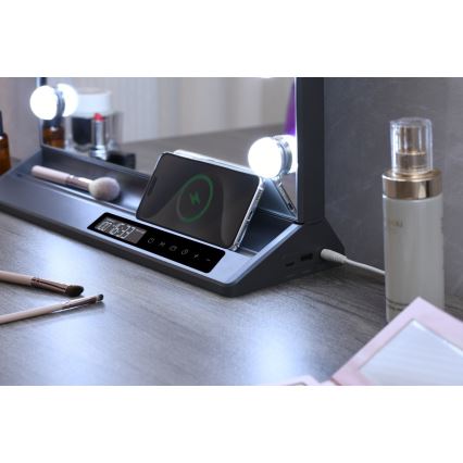 Ρυθμιζόμενος LED καθρέφτης μακιγιάζ HOLLYWOOD LED/18W/230V 3000/4200/6000K γκρι