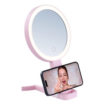 Immax 09102L - LED+CCT ρυθμιζόμενος καλλυντικός καθρέφτης SWEET LED/3W/5V ροζ