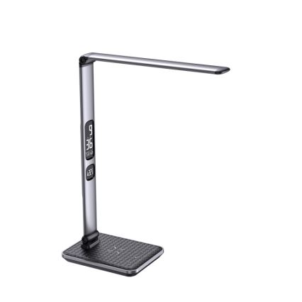 Ρυθμιζόμενο LED επιτραπέζιο φωτιστικό LED/8,5W/230V με ασύρματη φόρτιση ασημί