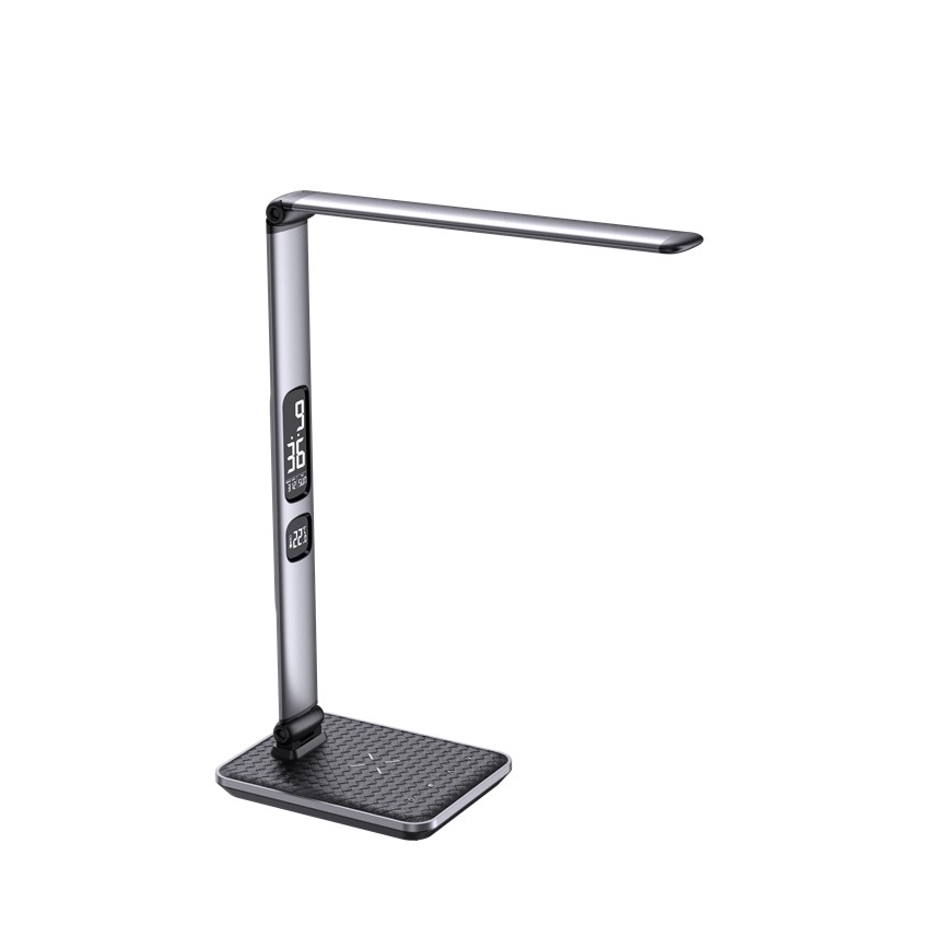 Ρυθμιζόμενο LED επιτραπέζιο φωτιστικό LED/8,5W/230V με ασύρματη φόρτιση ασημί