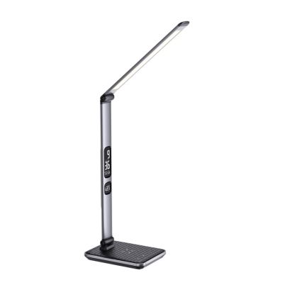 Ρυθμιζόμενο LED επιτραπέζιο φωτιστικό LED/8,5W/230V με ασύρματη φόρτιση ασημί