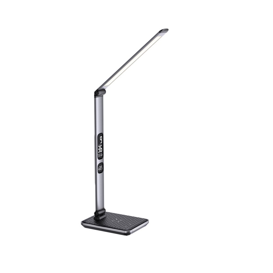 Ρυθμιζόμενο LED επιτραπέζιο φωτιστικό LED/8,5W/230V με ασύρματη φόρτιση ασημί