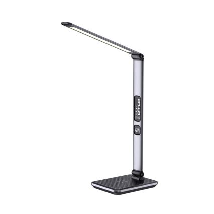 Ρυθμιζόμενο LED επιτραπέζιο φωτιστικό LED/8,5W/230V με ασύρματη φόρτιση ασημί