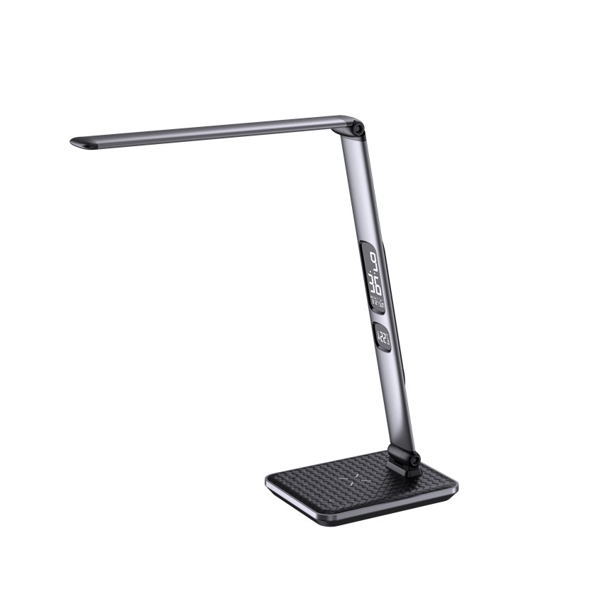 Ρυθμιζόμενο LED επιτραπέζιο φωτιστικό LED/8,5W/230V με ασύρματη φόρτιση ασημί