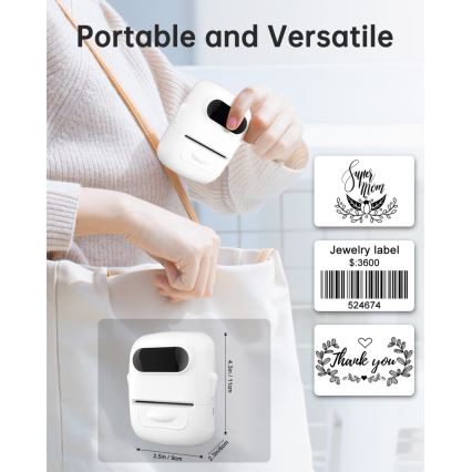 Digital label printer USB-C + 3x self-adhesive labels