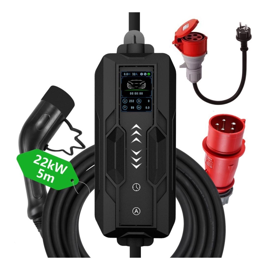 Immax - Φορητός σταθμός φόρτισης EV για ηλεκτρικά οχήματα AC Type 2 32A/380V 22kW 5m + θήκη