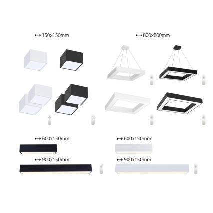 Immax NEO 07074-90 - LED Dimmable φωτιστικό οροφής CANTO LED/50W/230V μαύρο Tuya + τηλεχειριστήριο