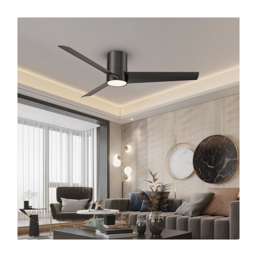 Immax NEO 07135-B -Ανεμιστήρας οροφής LED ντιμαριζόμενος FRESH LED/18W/230V Wi-Fi Tuya μαύρο + τηλεχειριστήριο